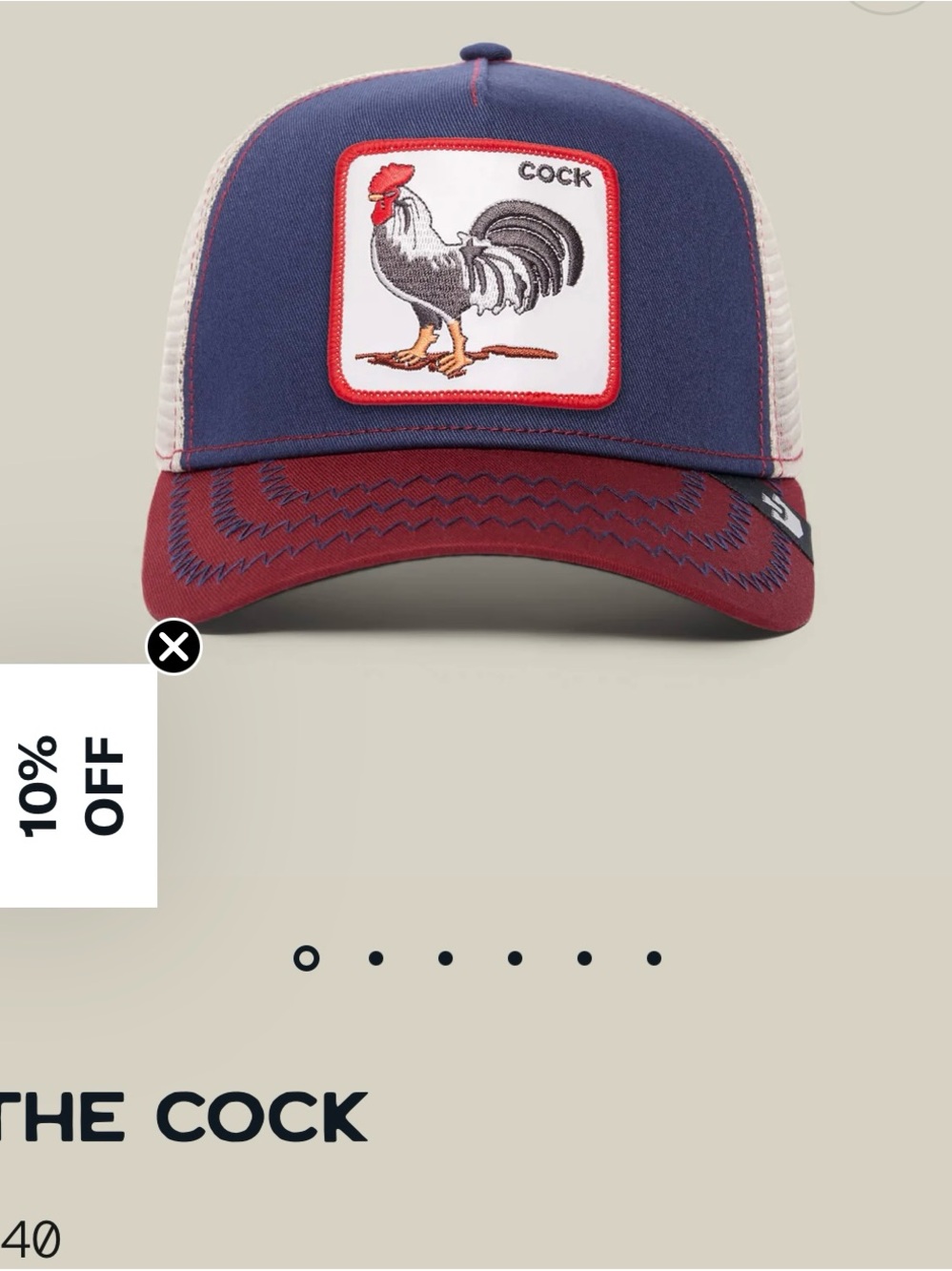 Goorin Bros Navy and Burgundy Rooster Patch Trucker Hat